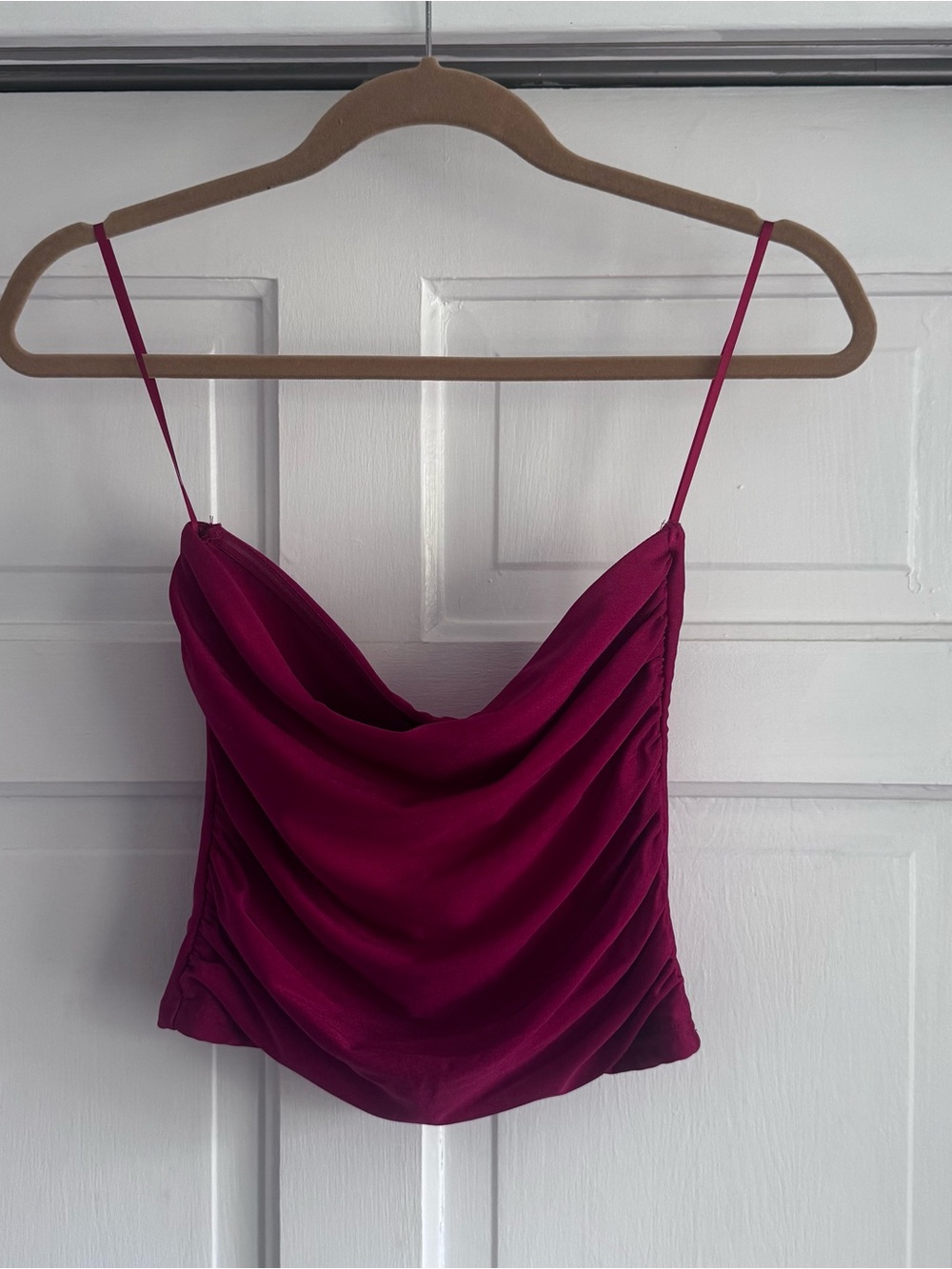 EDIKTED Burgundy Ruched Tube Top Size S NWT